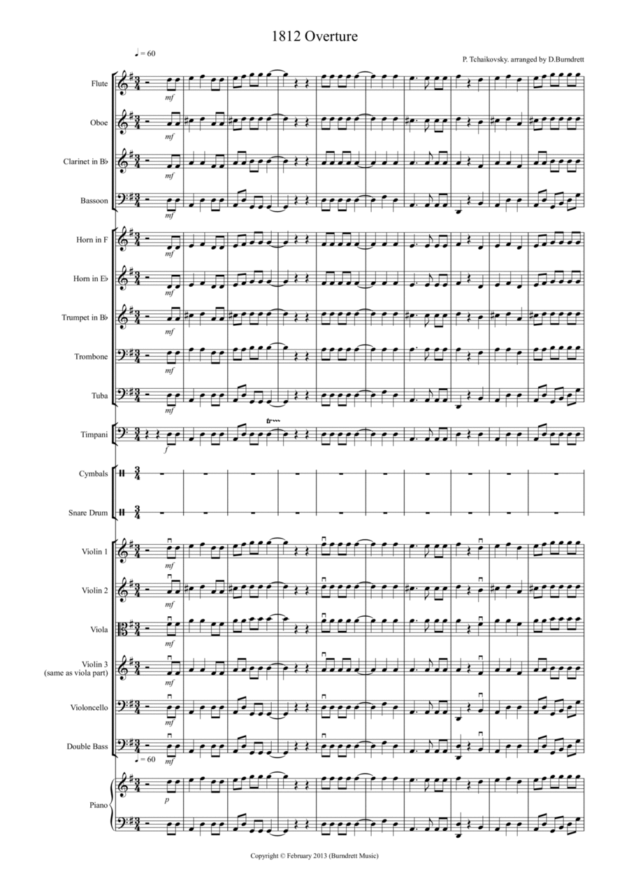 1812 Overture for School Orchestra Full Orchestra scores gallery preview page 1