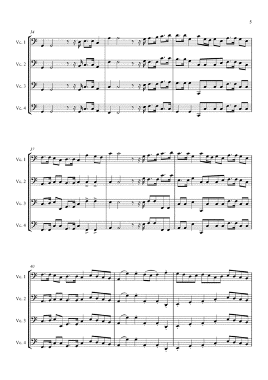 Suite für 4 Celli in reinem C-Dur - Score & Parts String Quartet scores gallery preview page 5
