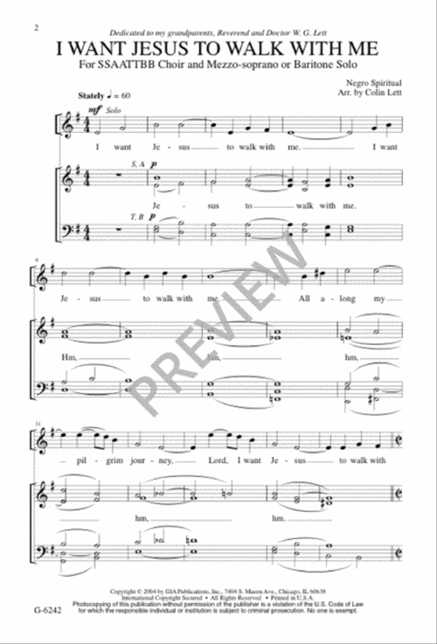 I Want Jesus to Walk with Me SSAATTBB scores gallery preview page 2