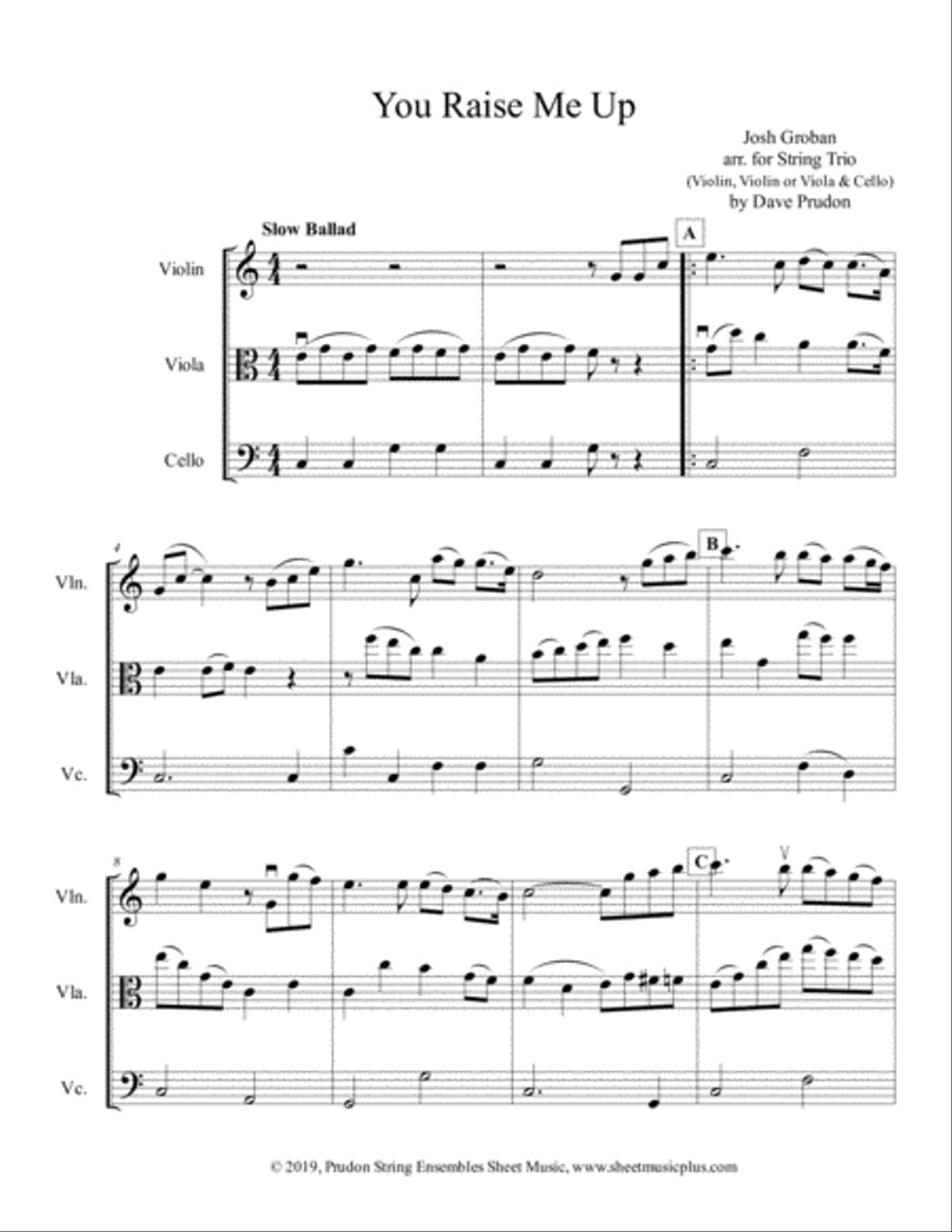 You Raise Me Up String Trio scores gallery preview page 1