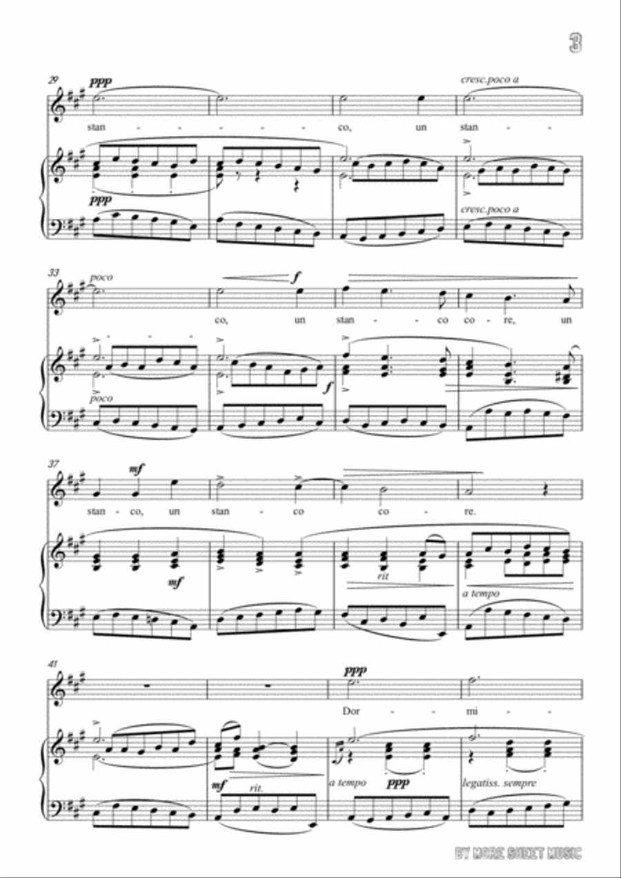 Bassani-Posate! Dormite! in A Major,for voice and piano