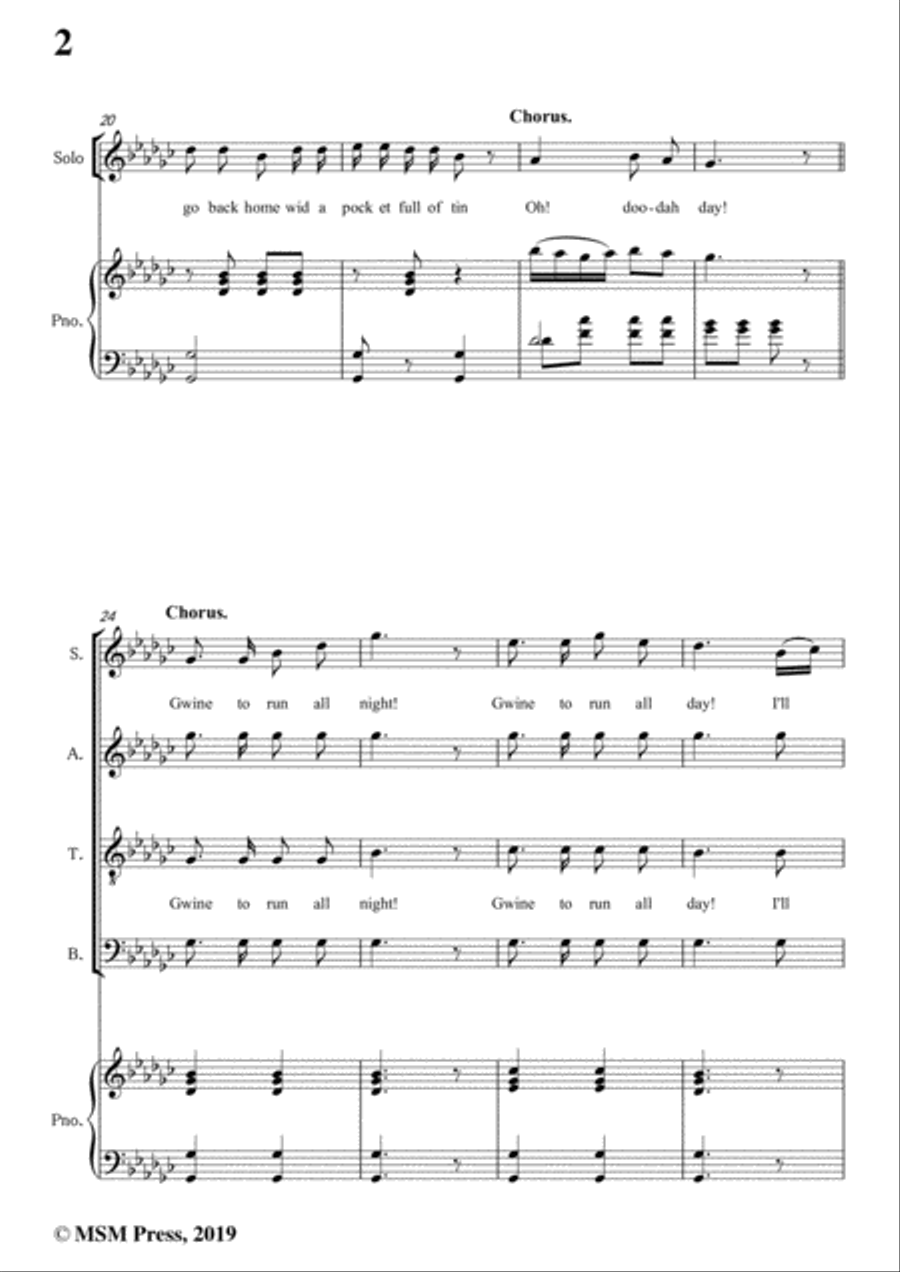 Stephen Collins Foster-Camptown Races,in G flat Major,for Voice&Piano Voice scores gallery preview page 4