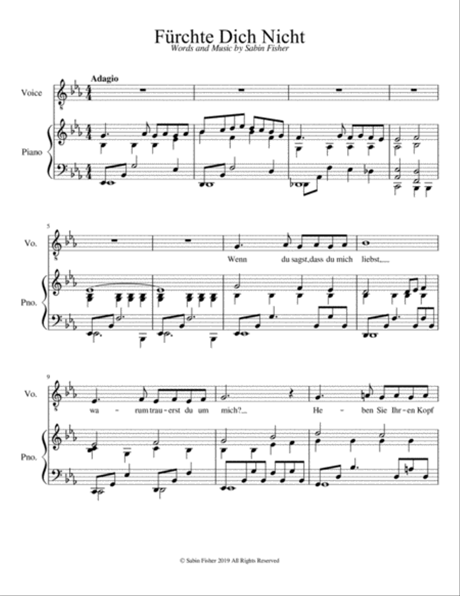 Fürchte Dich Nicht (for medium-low voice) Small Ensemble scores gallery preview page 1