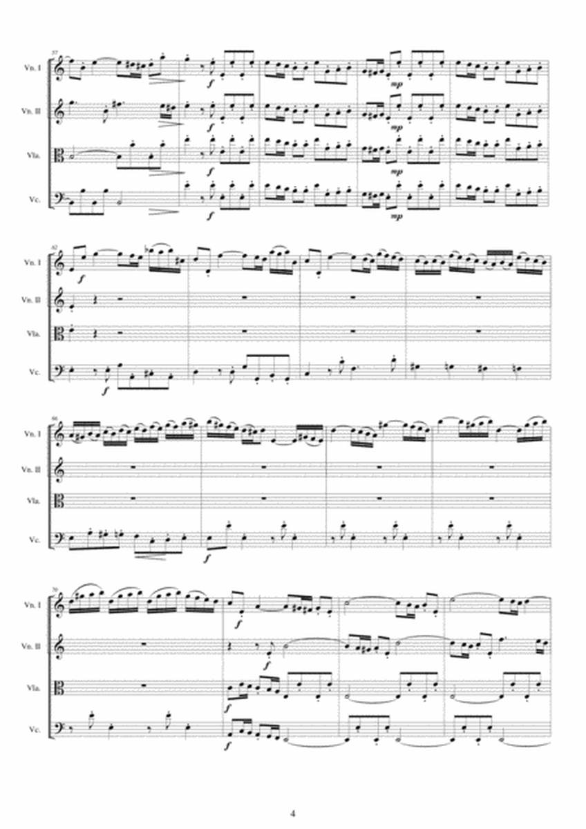 Vivaldi - Violin Concerto in A minor RV 357 Op.4 No.4 for String Quartet image number null