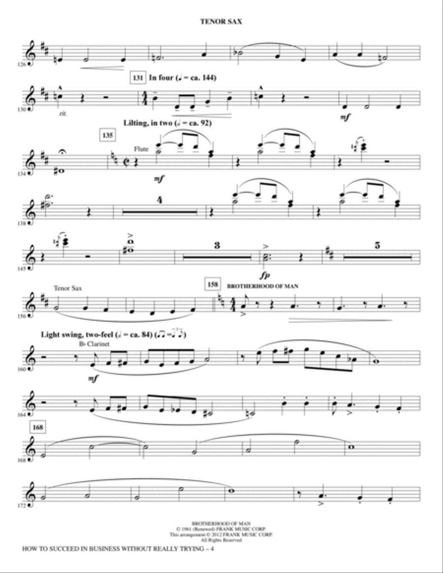 How to Succeed In Business Without Really Trying (Medley) - Tenor Saxophone Choir scores gallery preview page 4