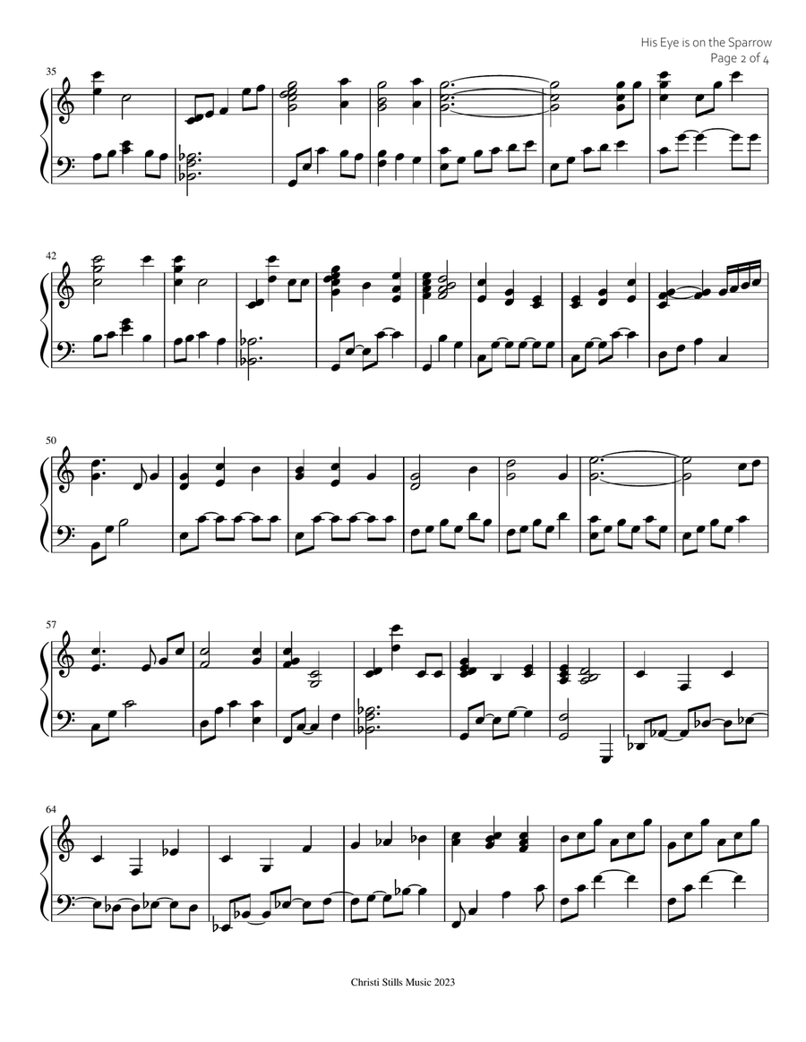 His Eye is on the Sparrow Piano Solo scores gallery preview page 2