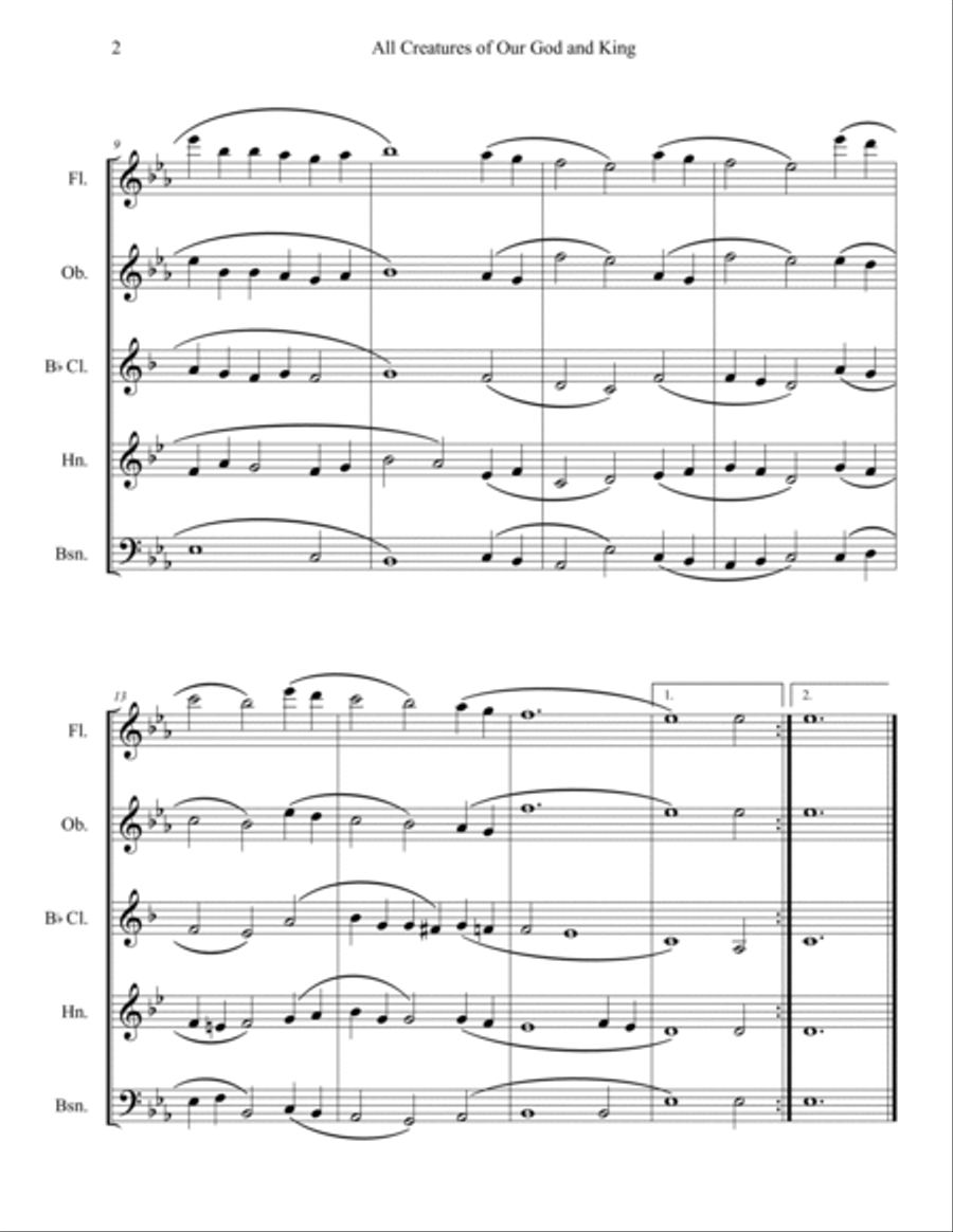 All Creatures of Our God and King (Woodwind Quintet) Woodwind Quintet scores gallery preview page 2