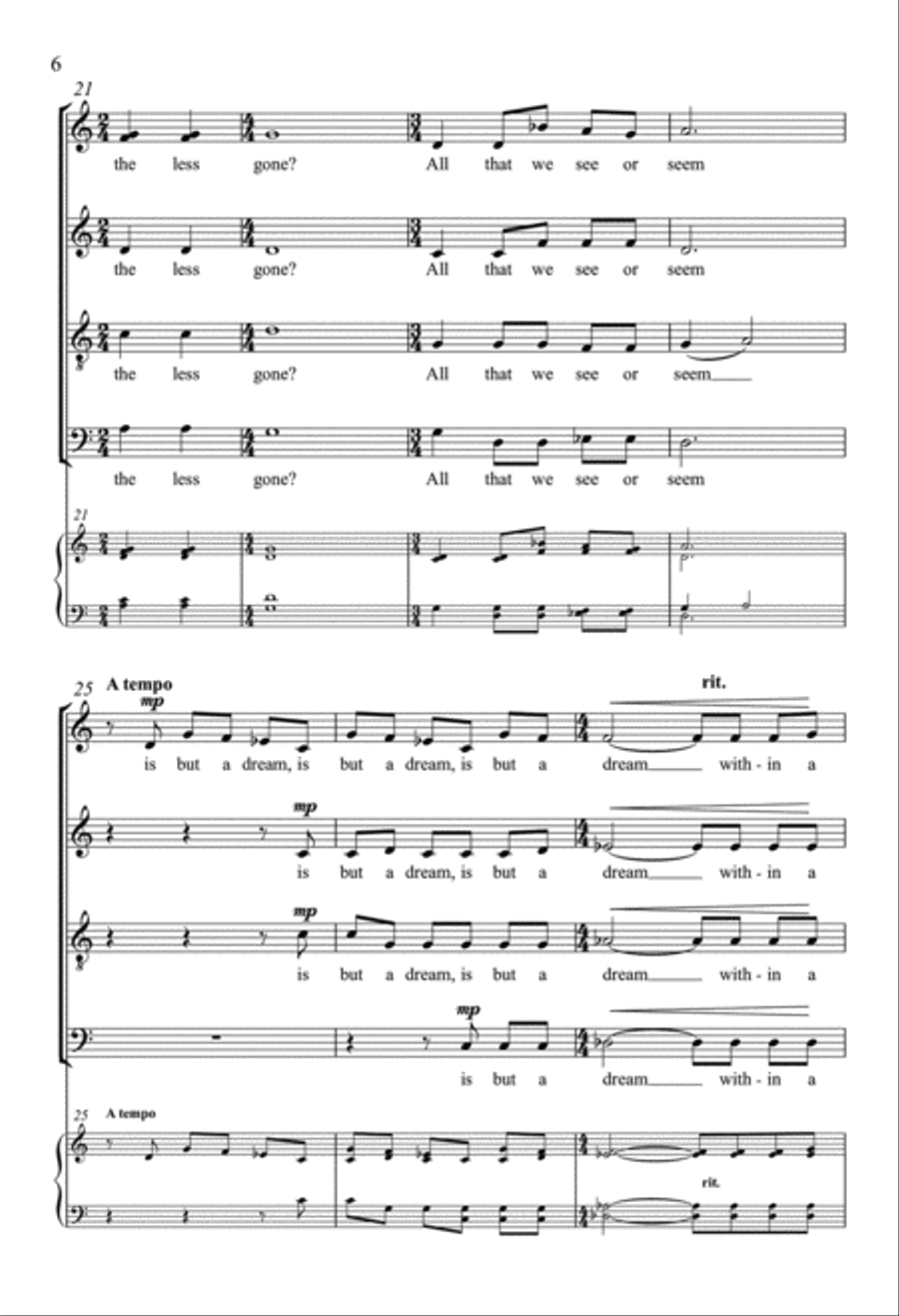 A Dream Within a Dream 4-Part scores gallery preview page 5