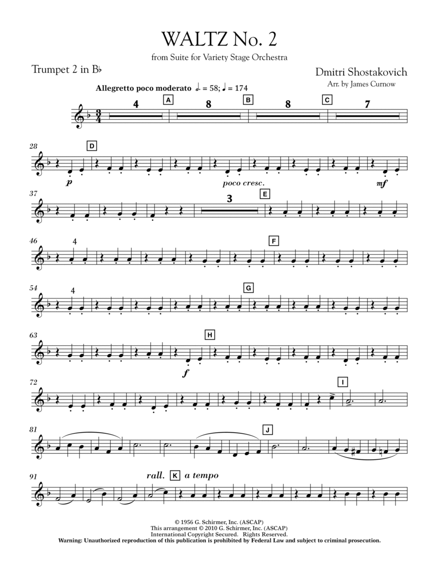 Waltz No. 2 (from Suite For Variety Stage Orchestra) - Bb Trumpet 2