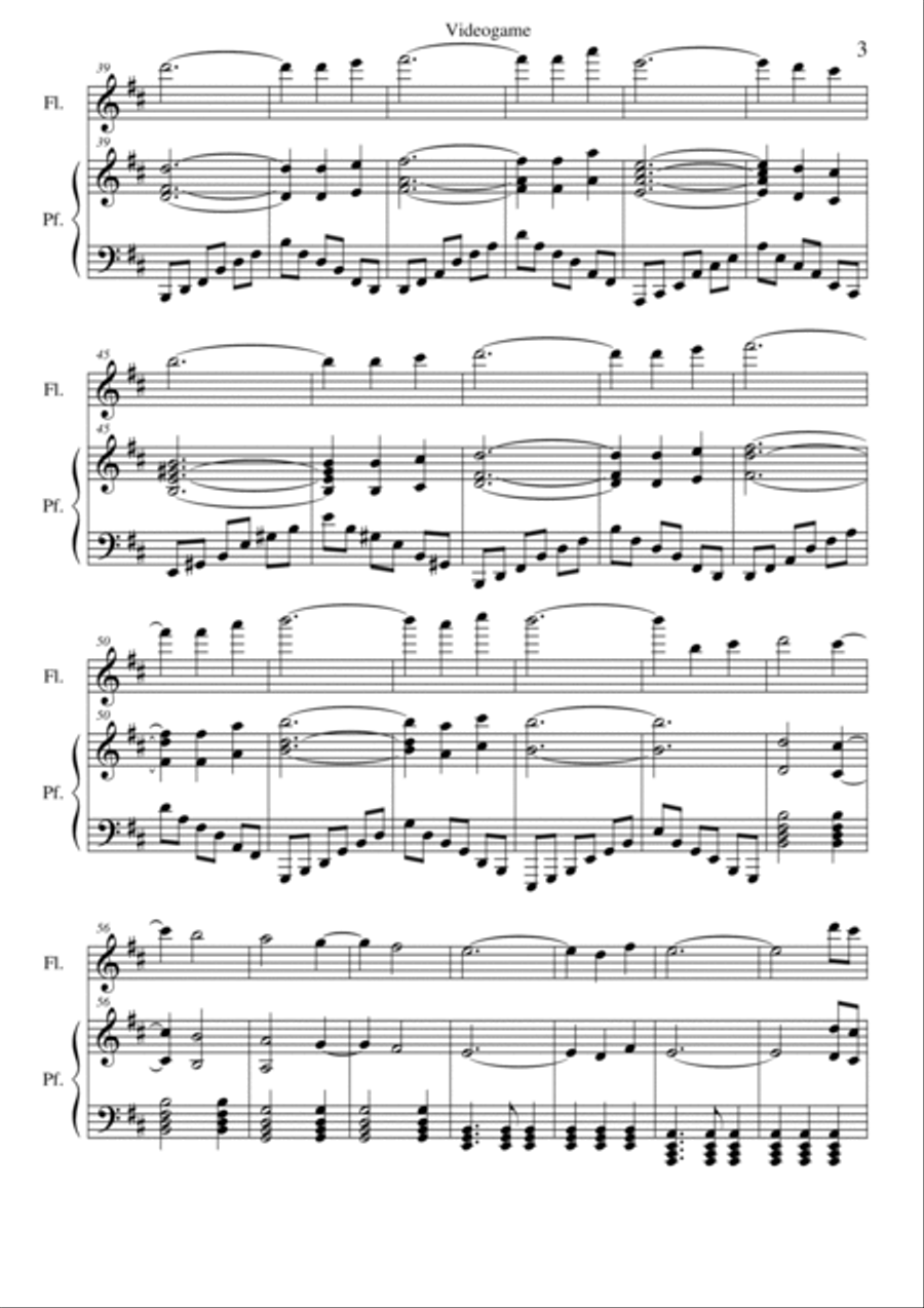 Videogame per flute and piano Flute Solo scores gallery preview page 3