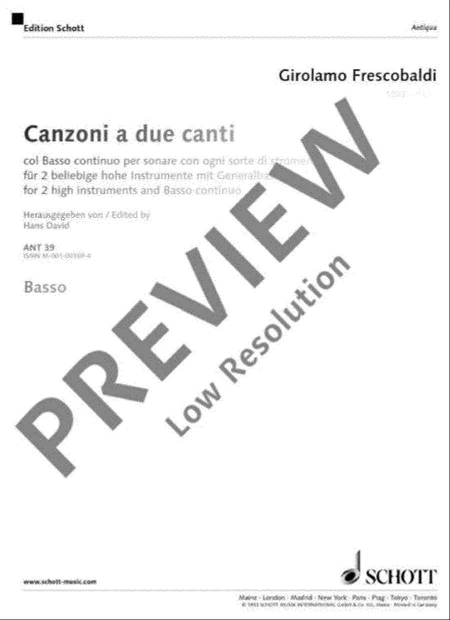Canzoni a due canti col basso continuo Basso Continuo scores gallery preview page 2