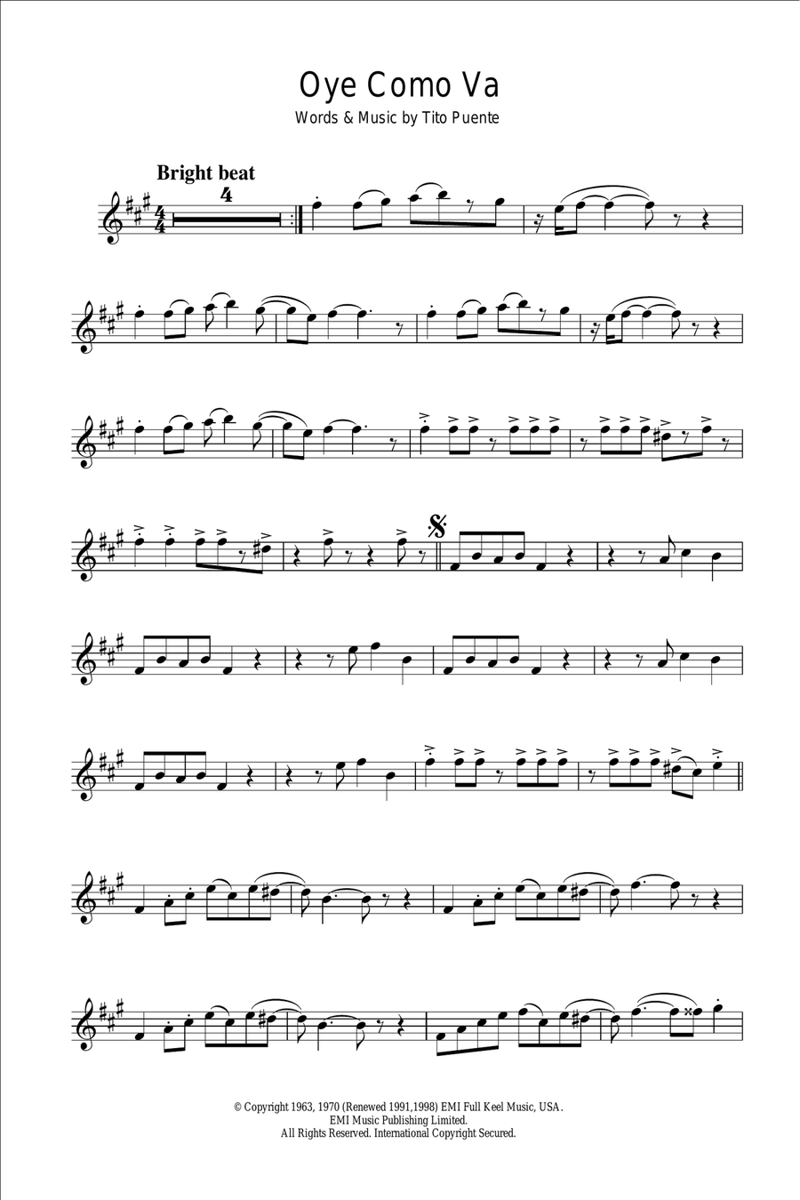 Oye Como Va Alto Saxophone scores gallery preview page 1