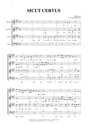 SICUT CERVUS - SATB Choir - Music by G.P. da Palestrina