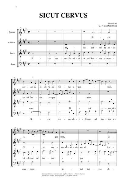 SICUT CERVUS - SATB Choir - Music by G.P. da Palestrina image number null