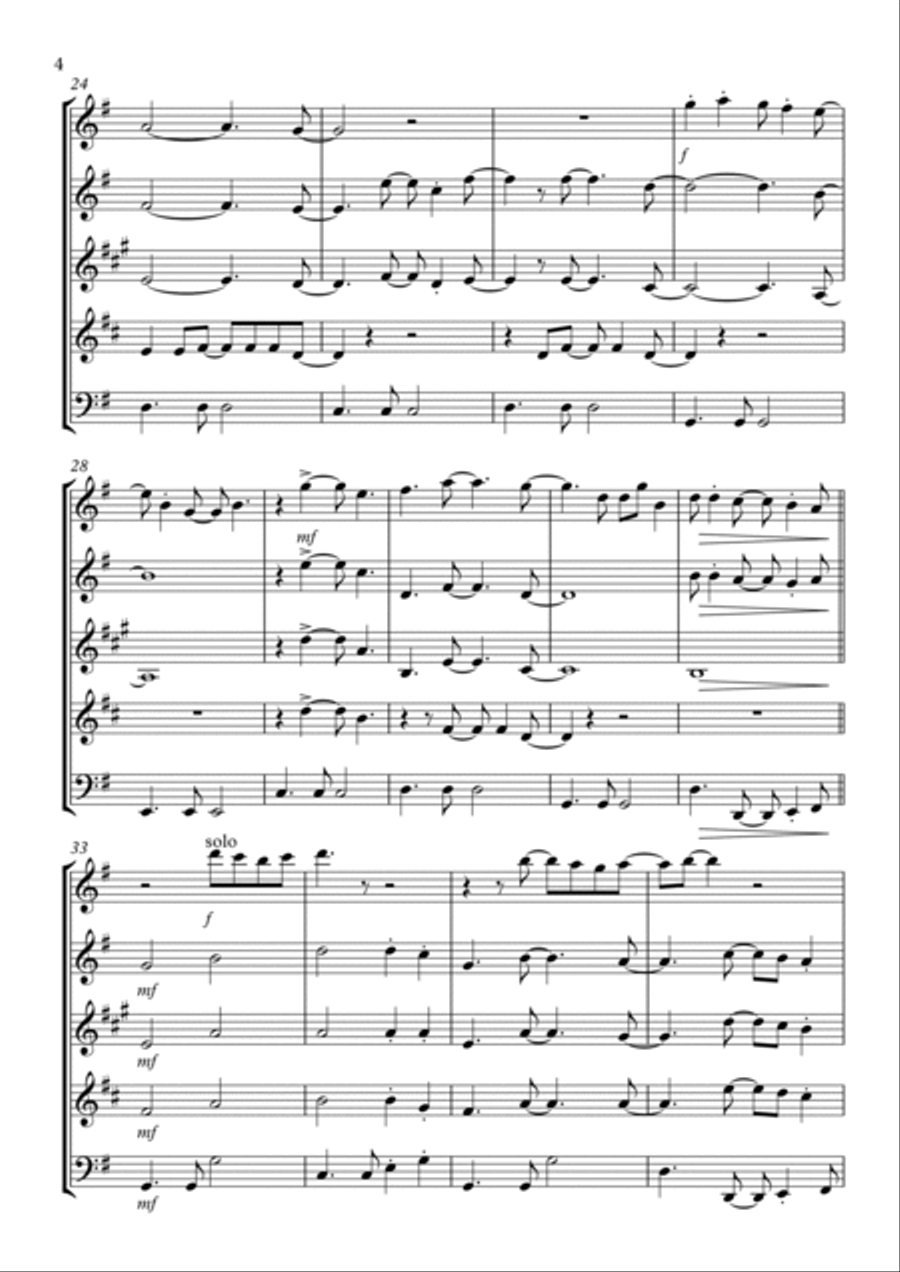 Brown Eyed Girl Woodwind Quintet scores gallery preview page 4