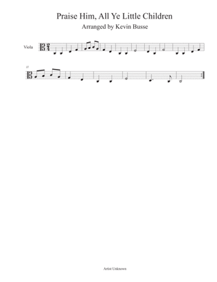Praise Him, All Ye Little Children (Easy key of C) - Viola