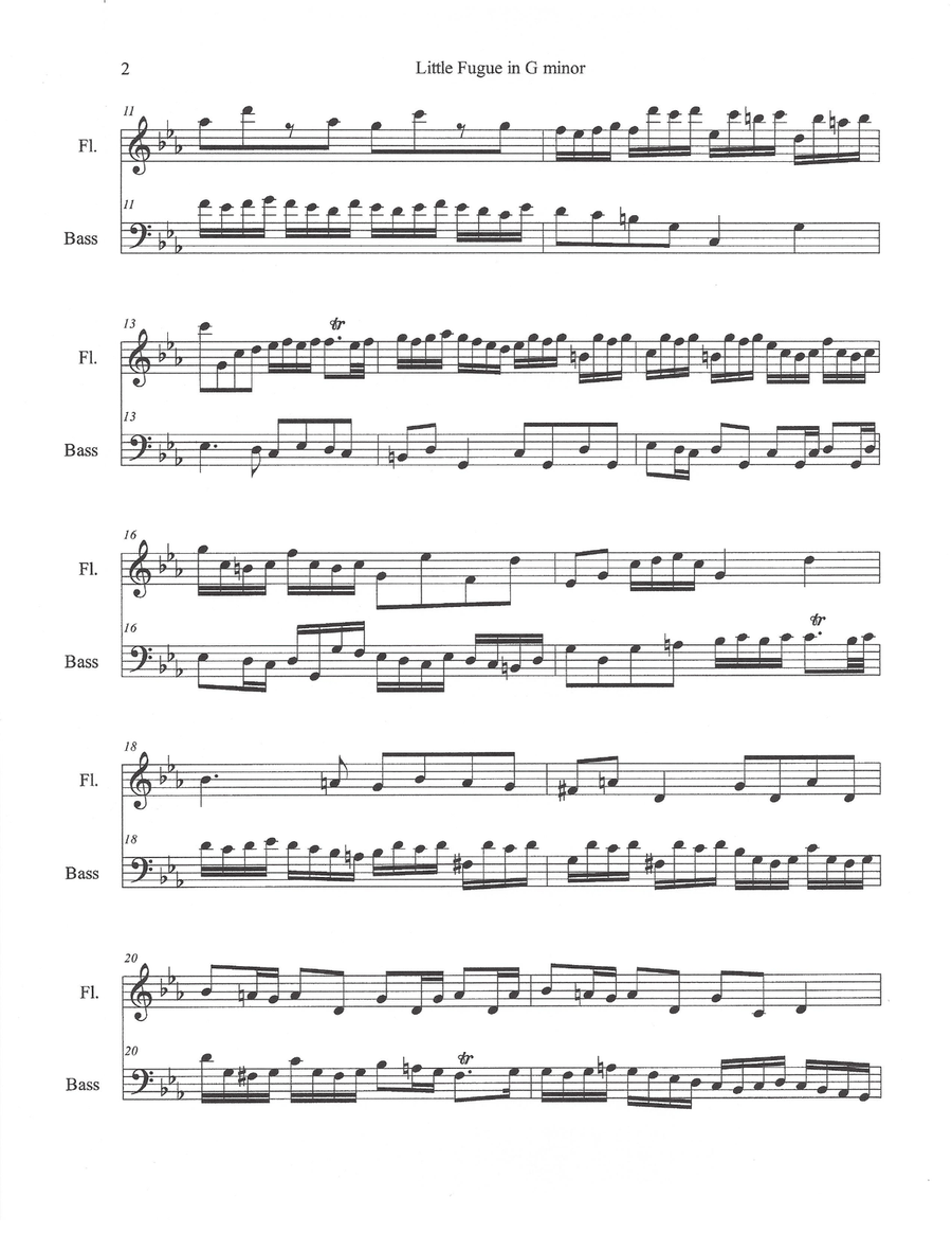 Little Fugue in G minor (Flute and Bass) Flute scores gallery preview page 3