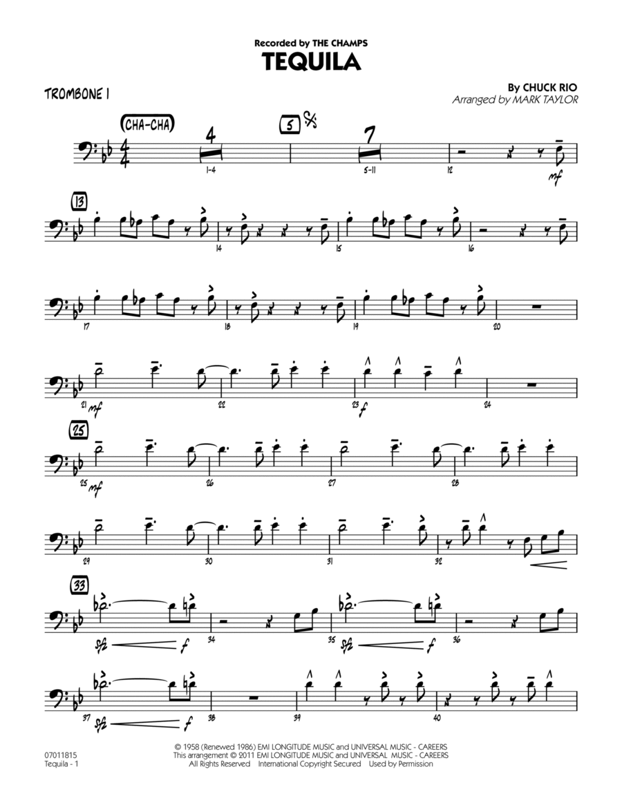 Tequila - Trombone 1 Trombone scores gallery preview page 1