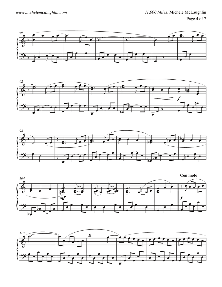 11,000 Miles Piano Solo scores gallery preview page 4