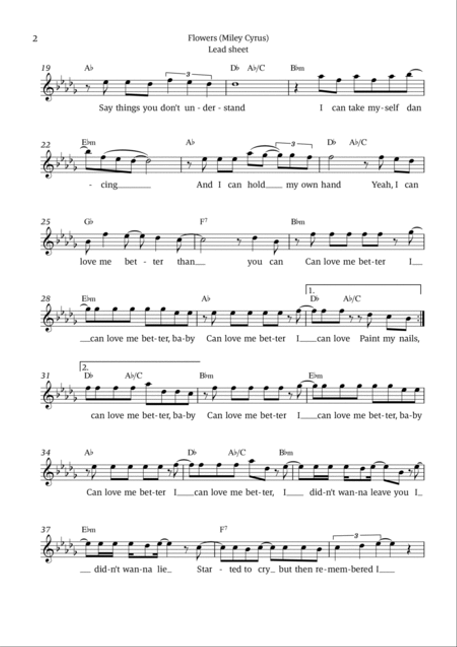Flowers Easy Piano scores gallery preview page 2