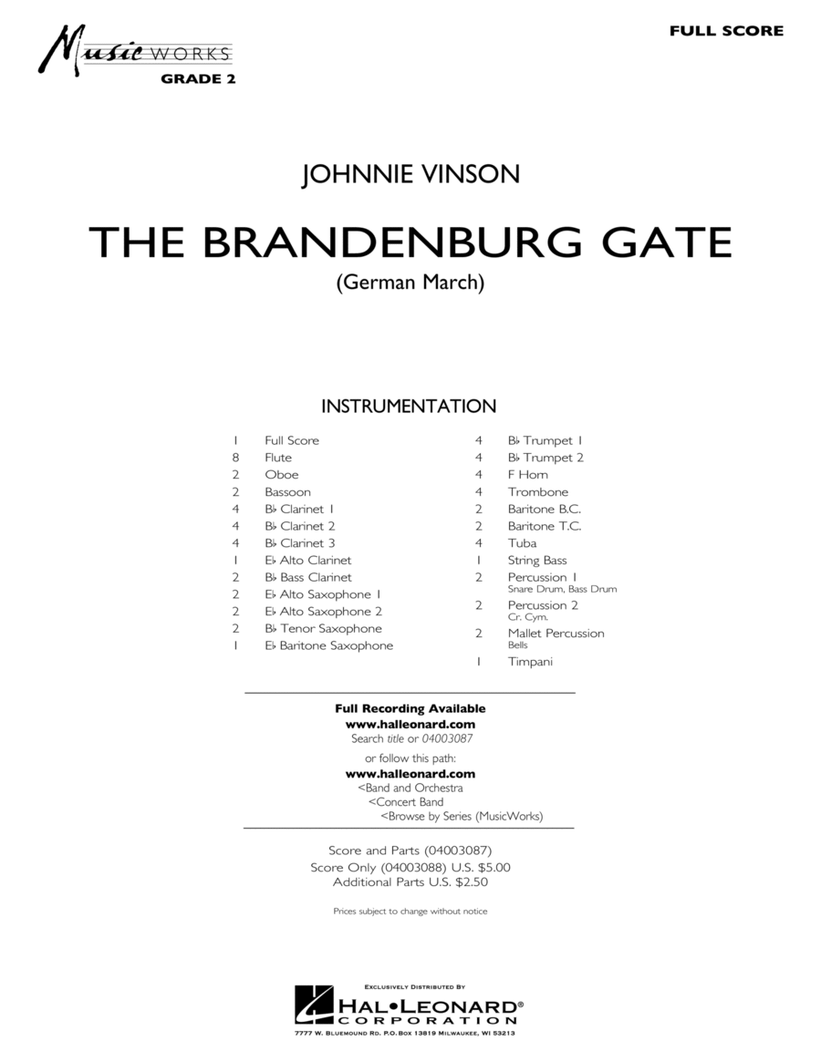 The Brandenburg Gate (German March) - Full Score