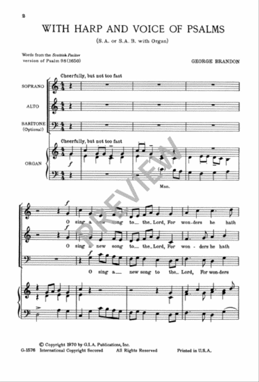 With Harp and Voice of Psalms SA scores gallery preview page 3