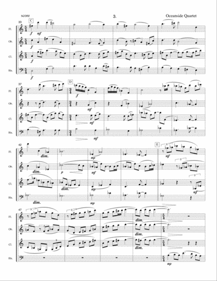 Oceanside Quartet, opus 257 Small Ensemble scores gallery preview page 4