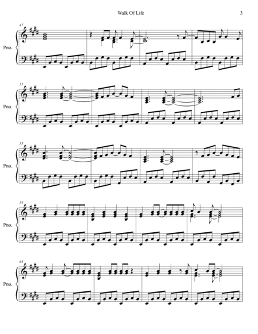 Walk Of Life Piano Solo scores gallery preview page 4