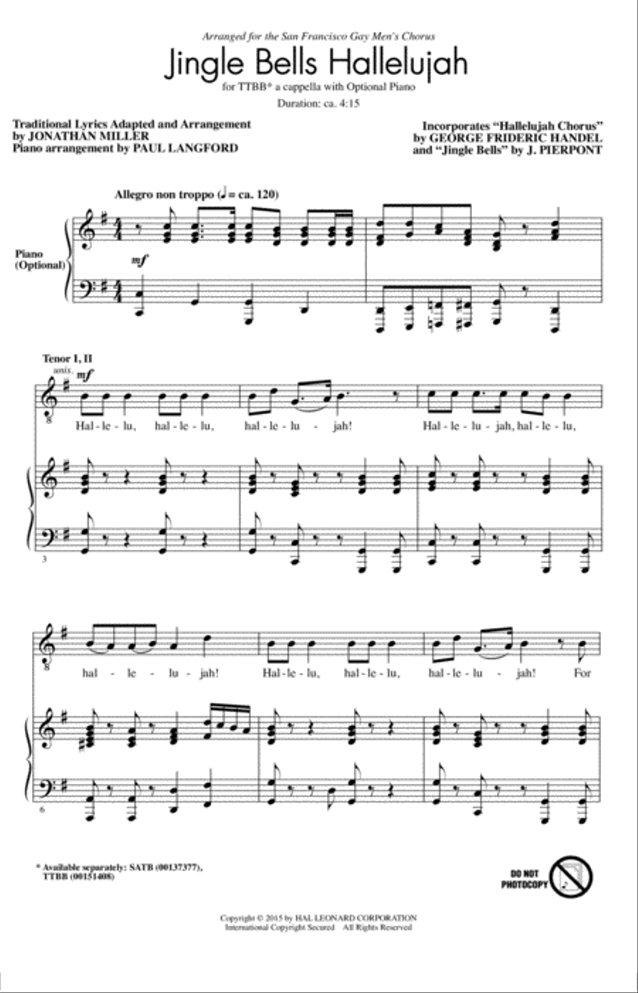 Hallelujah Chorus TTBB scores gallery preview page 1