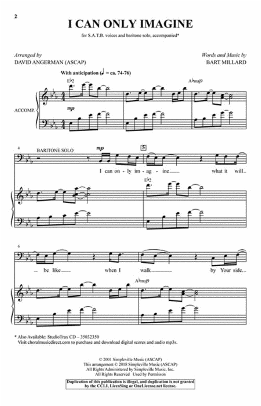 I Can Only Imagine 4-Part scores gallery preview page 2