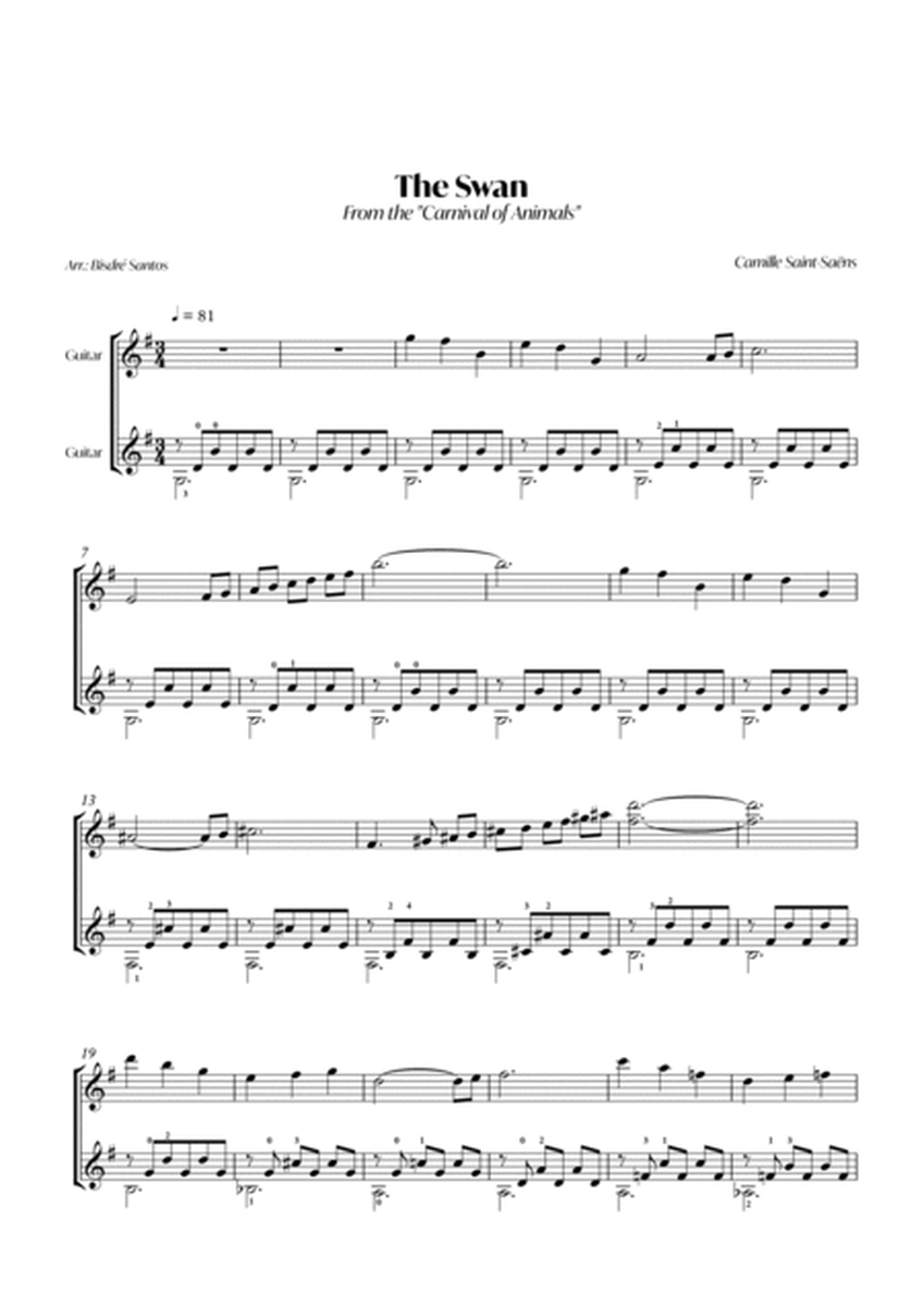 The Swan (C. Saint-Saëns) - Guitar duo - Score and parts image number null