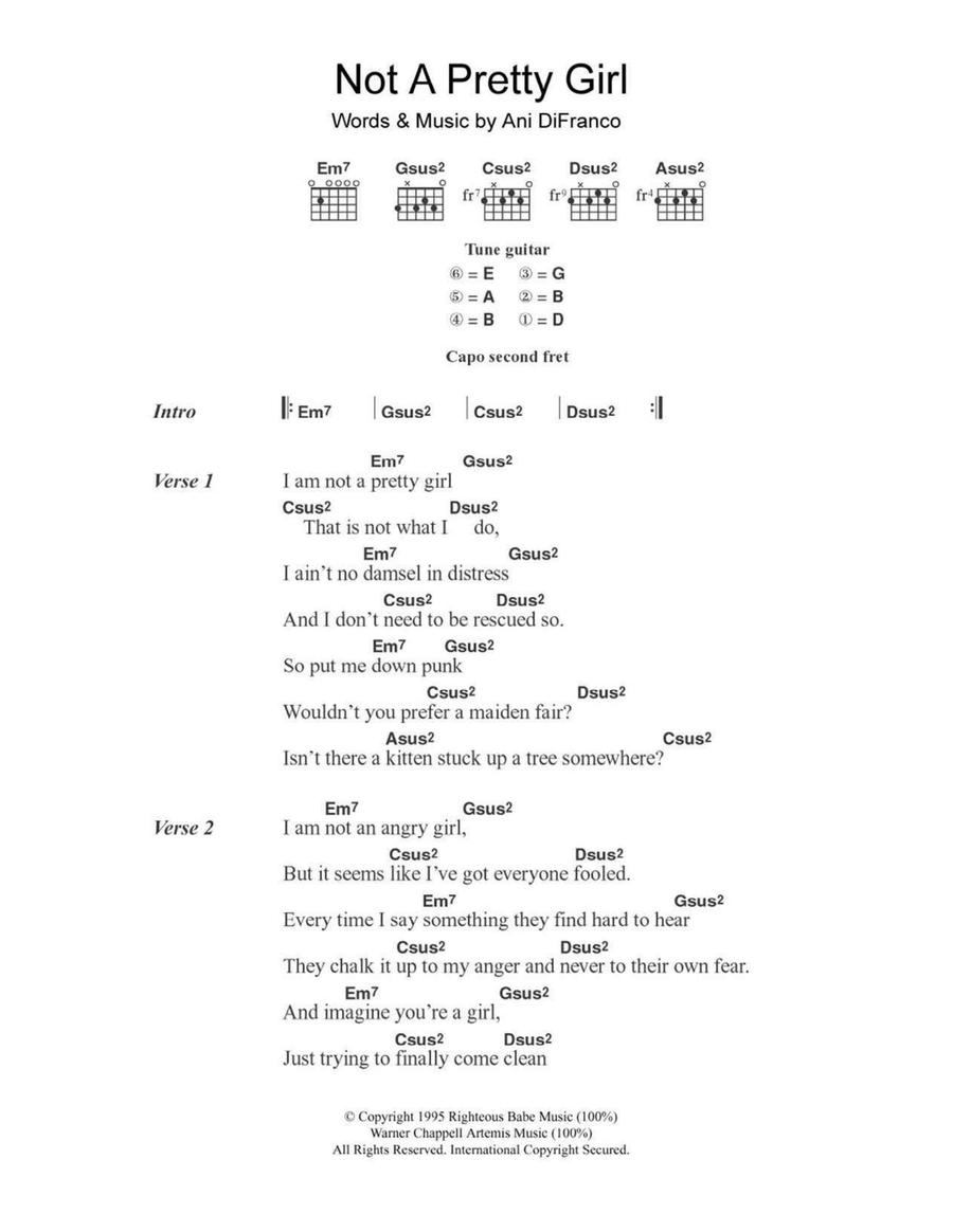 Not A Pretty Girl Acoustic Guitar scores gallery preview page 1