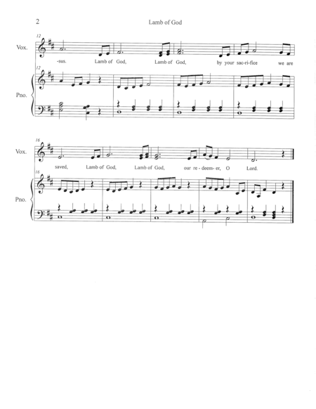 "Lamb of God" for children's choir with bells, flute or violin, and piano image number null