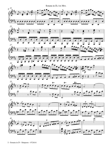 Sonata in D for Piano Solo - 1st Mvt. image number null