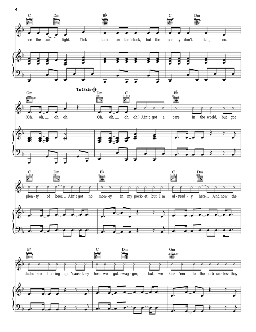 Tik Tok Piano, Vocal, Guitar scores gallery preview page 4