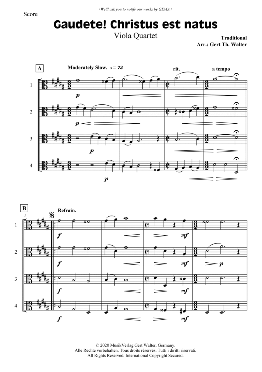 Gaudete! Christus Est Natus String Quartet scores gallery preview page 1