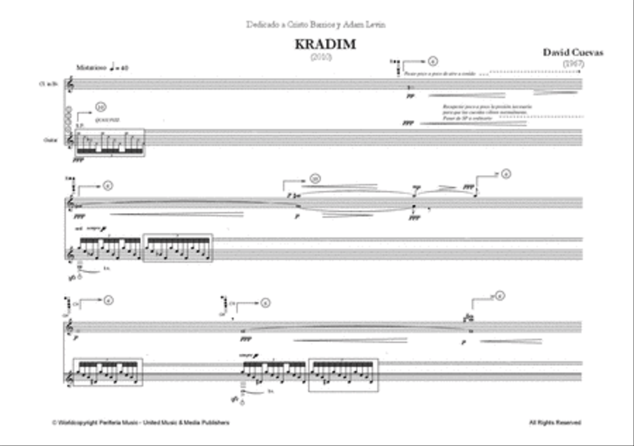 Kradim for Clarinet and Guitar Clarinet scores gallery preview page 2