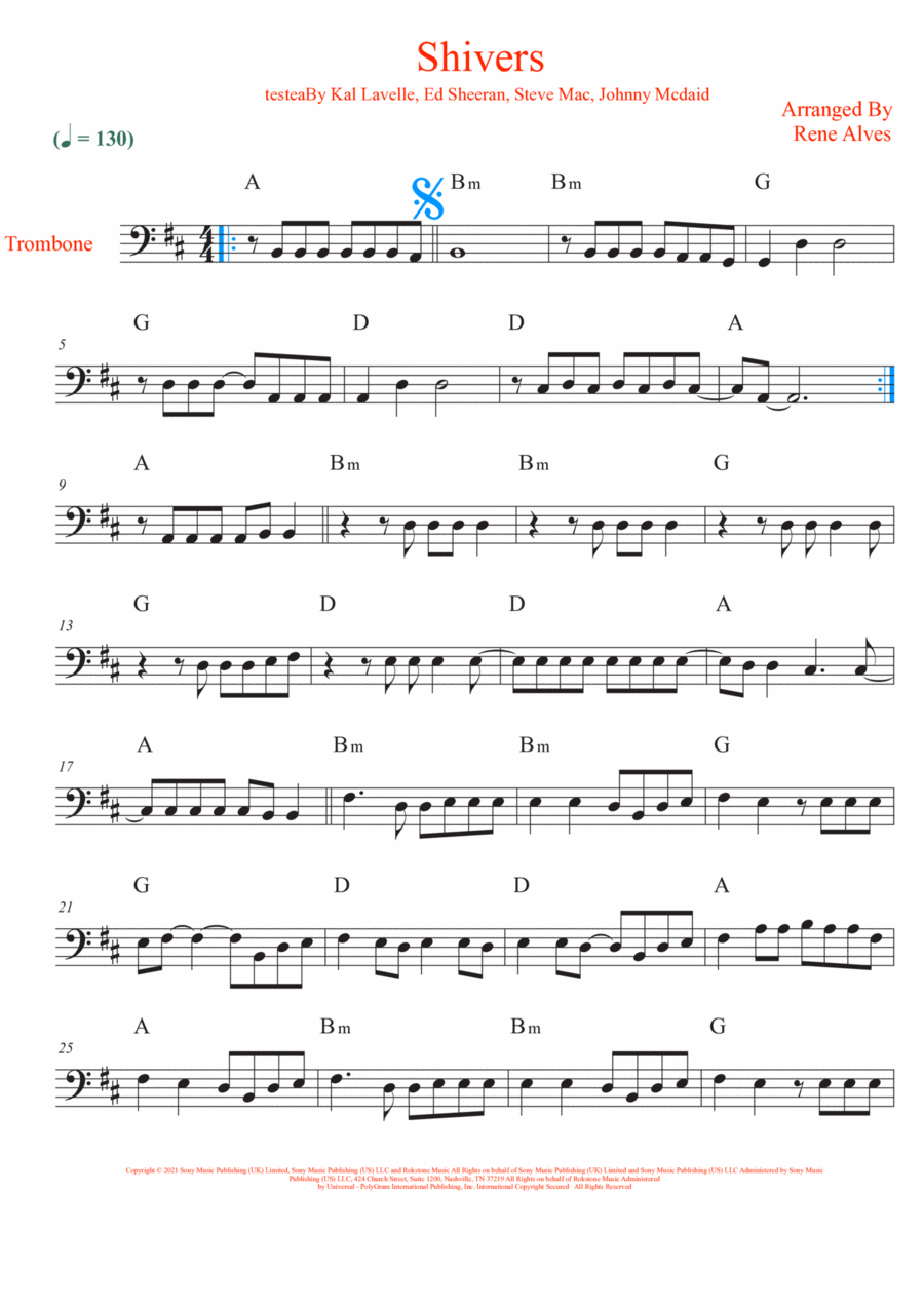 Shivers Shivers Trombone Solo scores gallery preview page 1