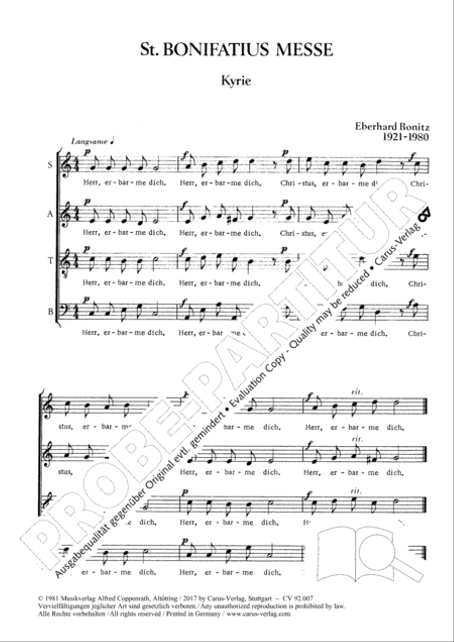 St. Bonifatius Messe 4-Part scores gallery preview page 3