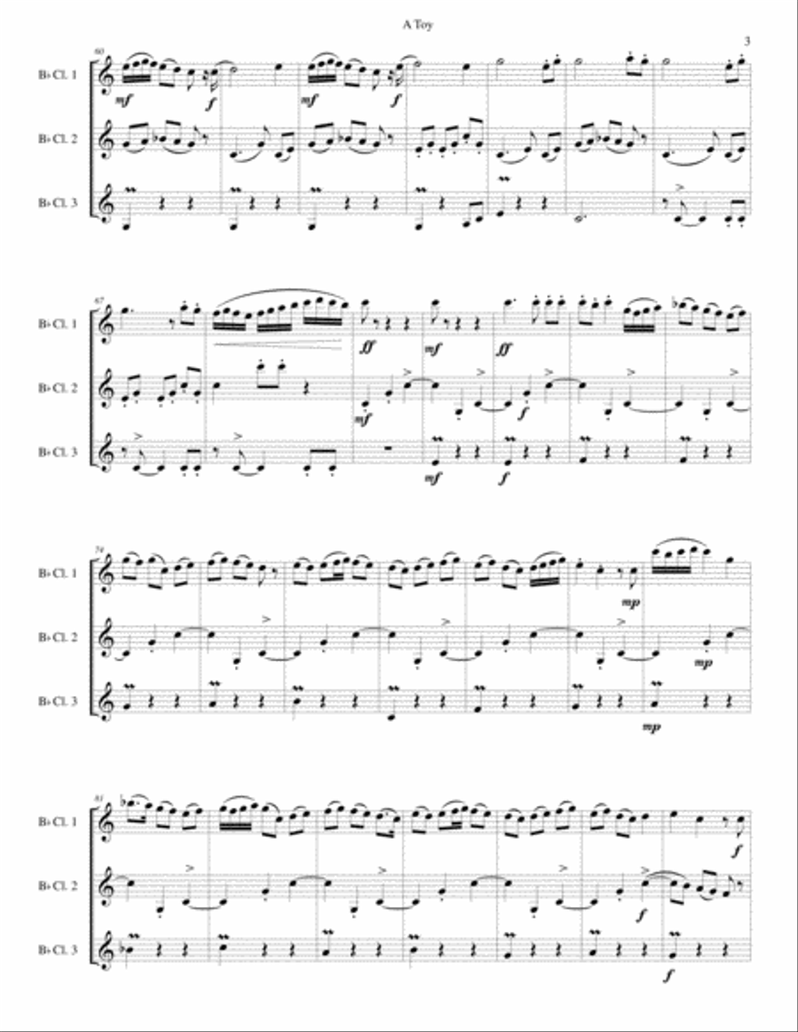 A Toy for clarinet trio (3 B flats) Clarinet Trio scores gallery preview page 3