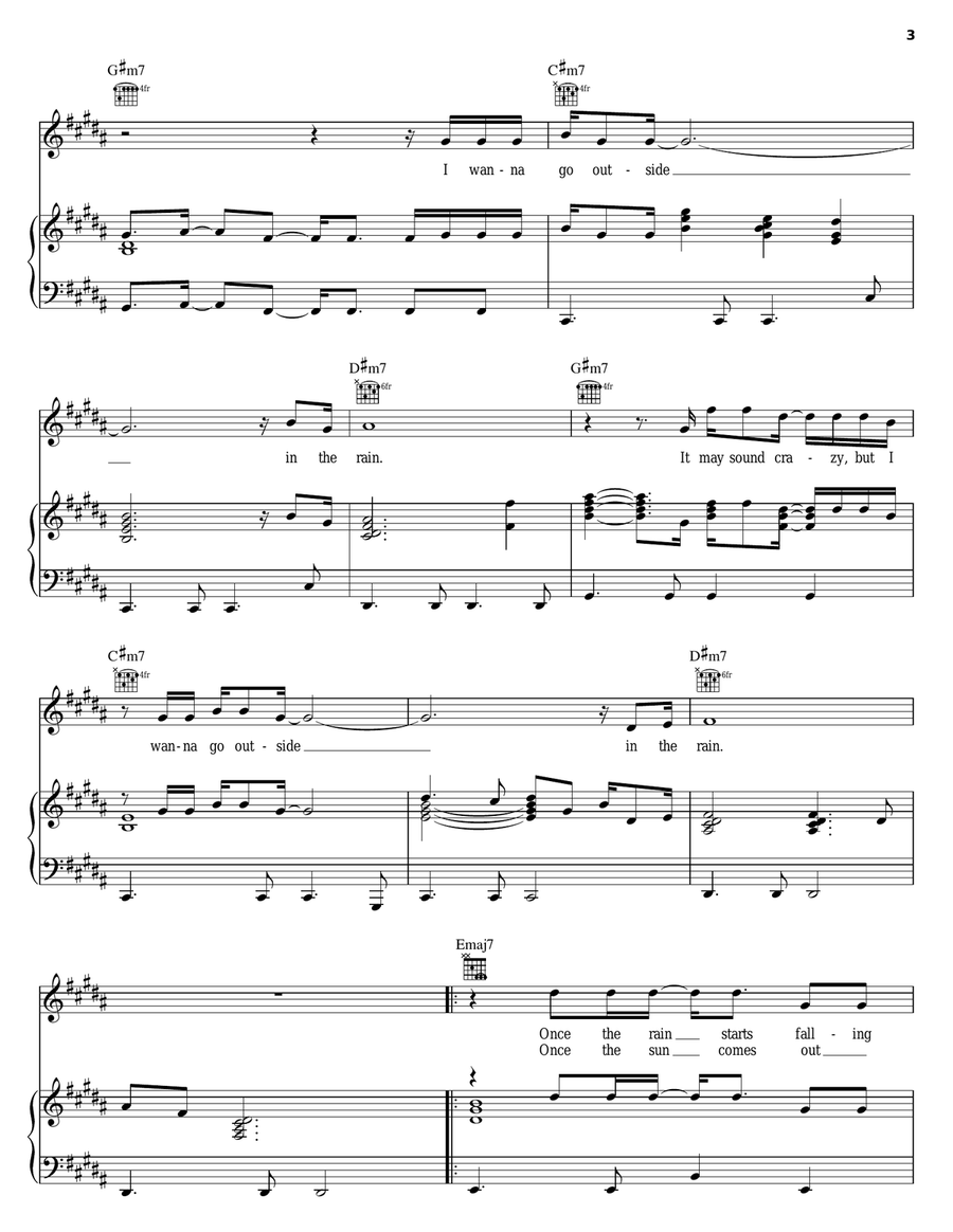 In The Rain Piano, Vocal, Guitar scores gallery preview page 3