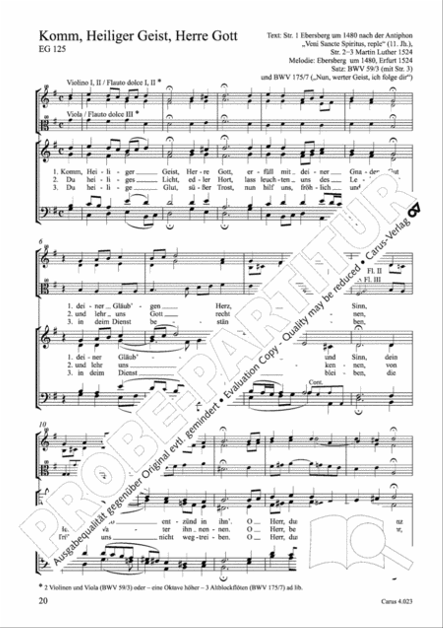 Luther Lieder in settings by J. S. Bach for mixed choir SATB 4-Part scores gallery preview page 21
