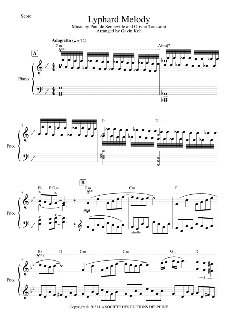 Lyphard Melody Lyphard Melody Piano Solo scores gallery preview page 1