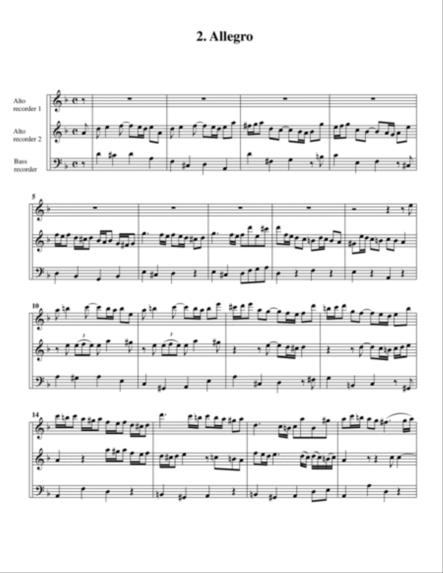 Trio sonata TWV 42:d4 (Essercizii musici, trio no.11) (arrangement for 3 recorders) Recorder scores gallery preview page 4
