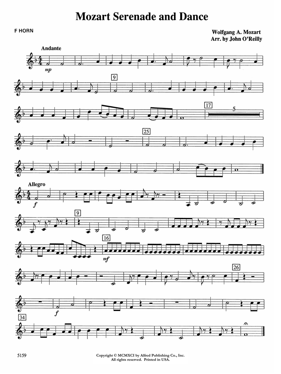 Mozart Serenade and Dance: 1st F Horn