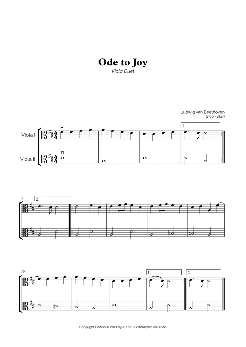 Ode to Joy for Easy Viola Duet image number null