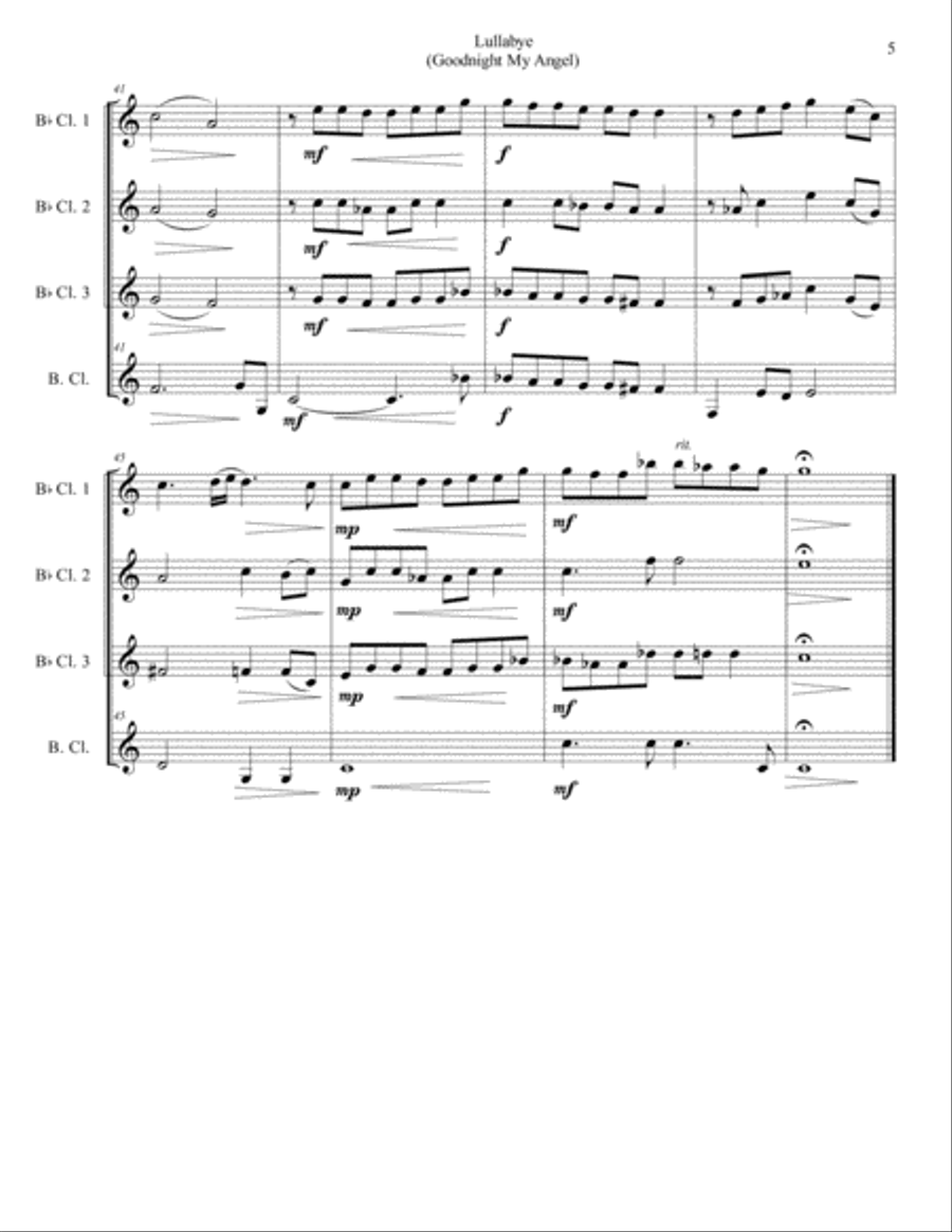 Lullabye (Goodnight, My Angel) Woodwind Quartet scores gallery preview page 5