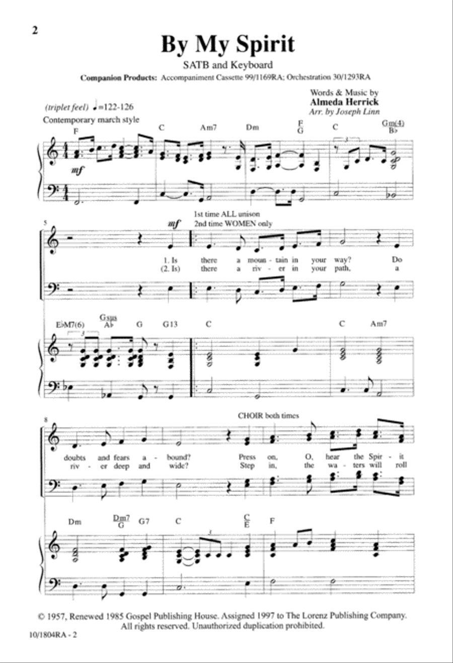 By My Spirit 4-Part scores gallery preview page 2