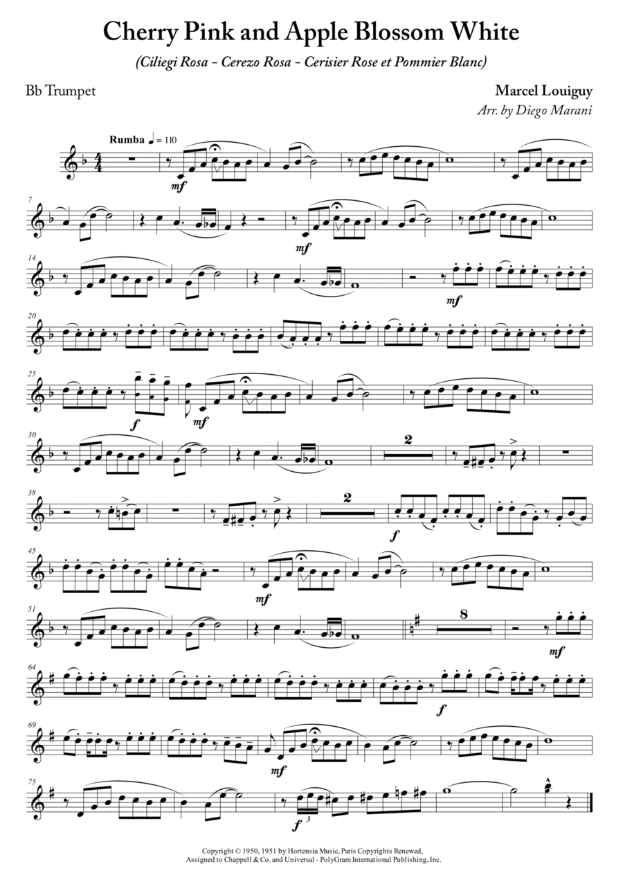 Cherry Pink And Apple Blossom White B-Flat Trumpet scores gallery preview page 1