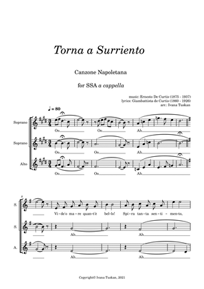 Book cover for Torna a Surriento for SSA a cappella